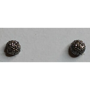 Silver Tone Sparkly Frosted Gray Ball Stud Earrings Fashion Jewelry